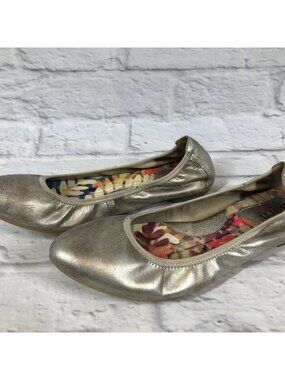 Born Metallic Gold Leather Ballet Flat Shoes F07970 Womens 8 M (4e1)